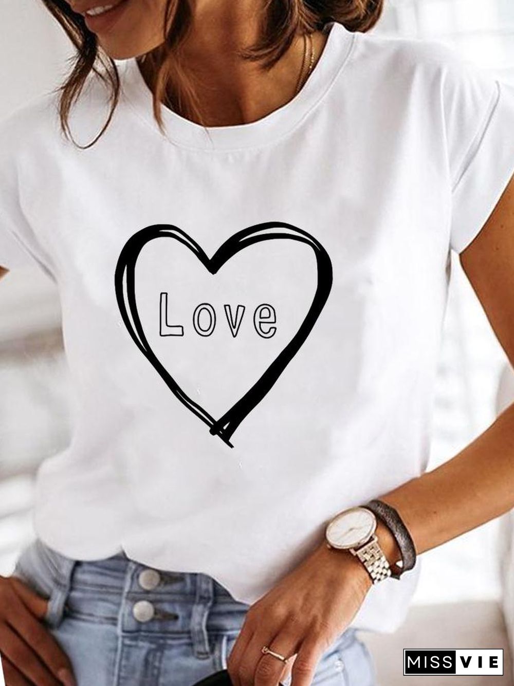 Clothes Ladies Summer T Clothing Print Fashion Casual T-Shirts Letter 90S Trend Cute Short Sleeve Women Female Graphic Tee