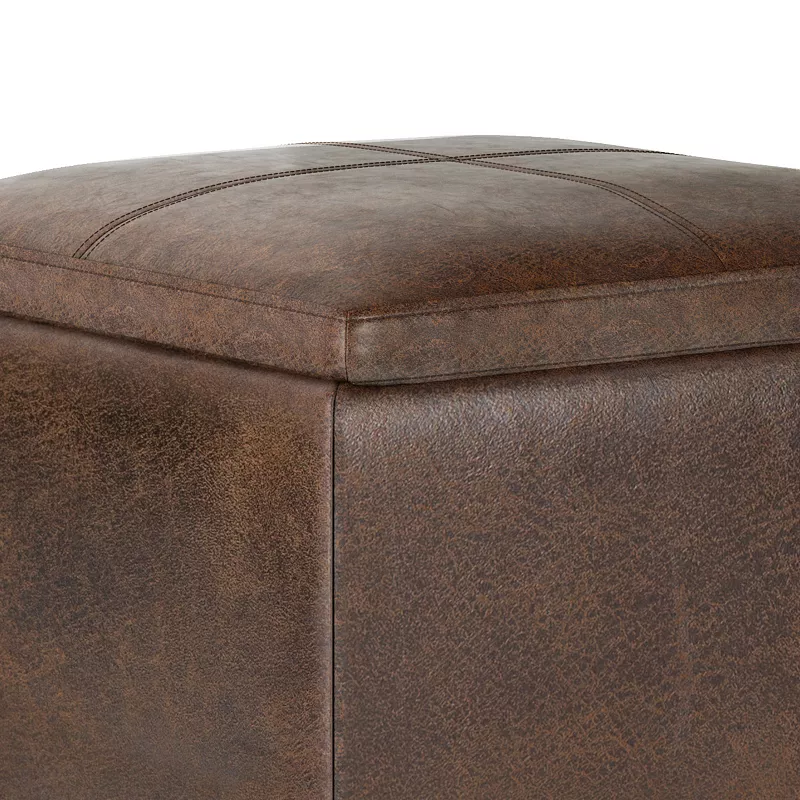 Simpli Home Rockwood Square Cube Storage Ottoman