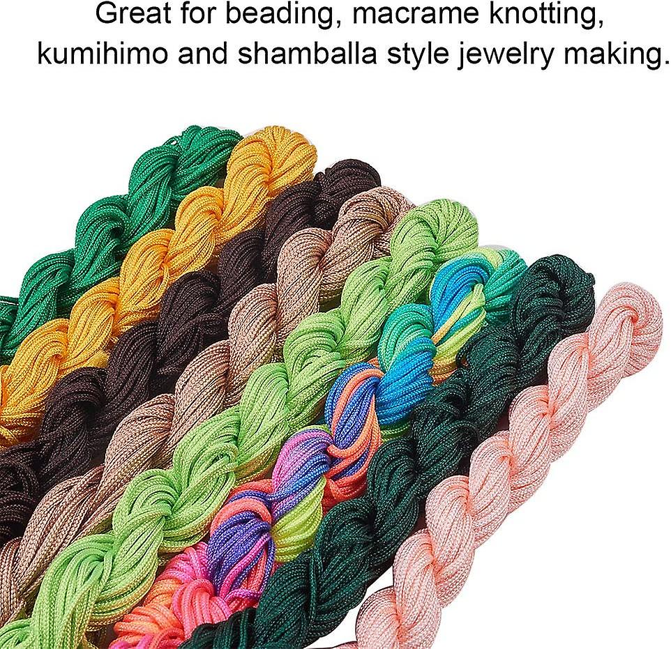 Elite - 20 Packs Kumihimo Nylon Thread Nylon Cord 1mm For Diy Jewelry Making Bracelet Shamballa Thread， 20 Colors，24m/bundle