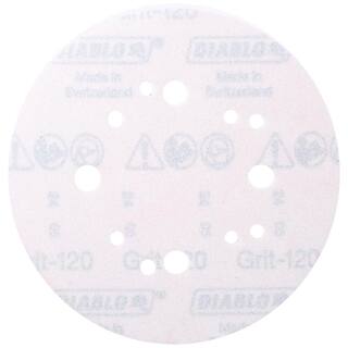 DIABLO 5 in. 120-Grit Universal Hole Random Orbital Sanding Disc with Hook and Lock Backing (50-Pack) DCD050120H50G