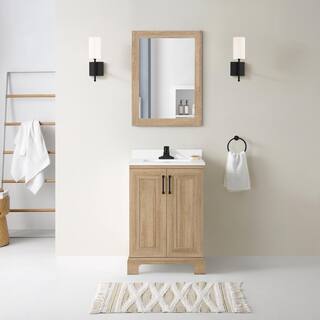 Glacier Bay Sinita 24 in. W x 19 in. D 34.50 in. H Bath Vanity in Natural Oak with White Cultured Marble Top Sinita 24NO