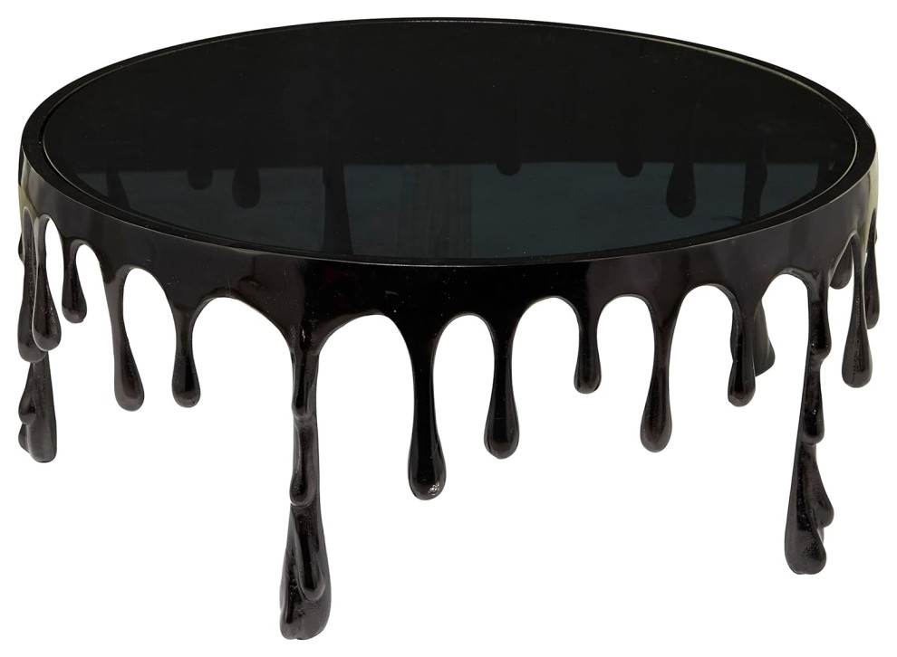 Contemporary Coffee Table  3D Sculpted Dripping Body  ampBlack Glass Top   Contemporary   Coffee Tables   by Decor Love  Houzz