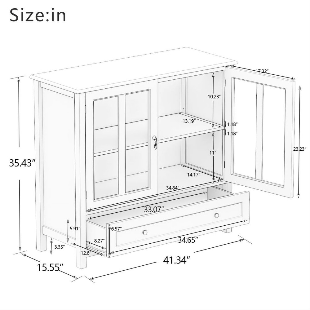 Side Table Kitchen Cabinet Glass Door Bell Handle Living Room Display