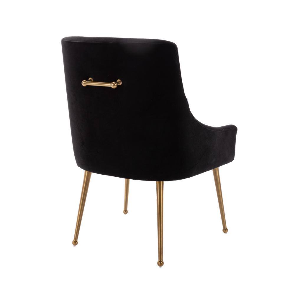 HOMEFUN Black Modern Velvet Upholstered Dining Chair with Metal Legs HFHDSN-120BK