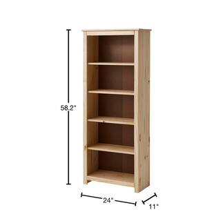 StyleWell 4-Shelf Unfinished Natural Pine Wood Standard Bookcase (58 in. H) 29256