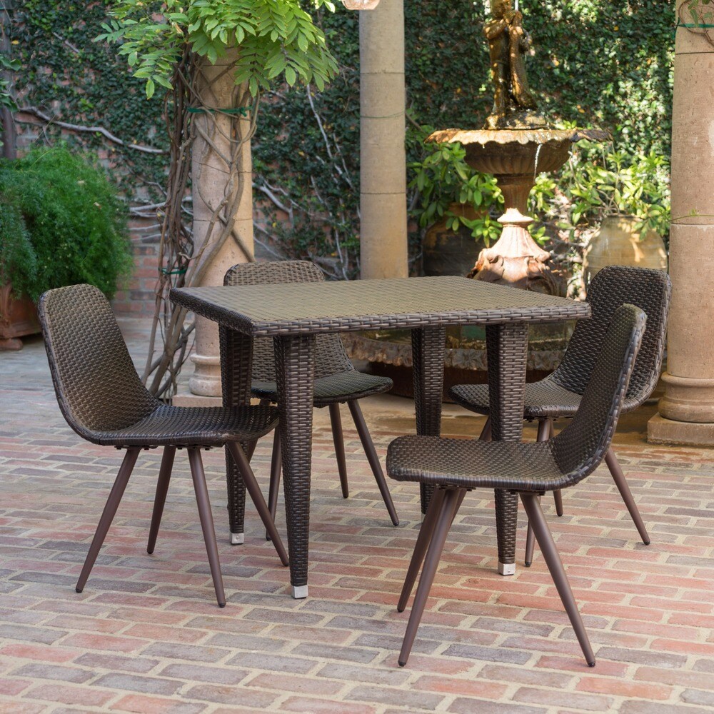 Tongass Outdoor 5 Piece Square Wicker Dining Set by Christopher Knight Home