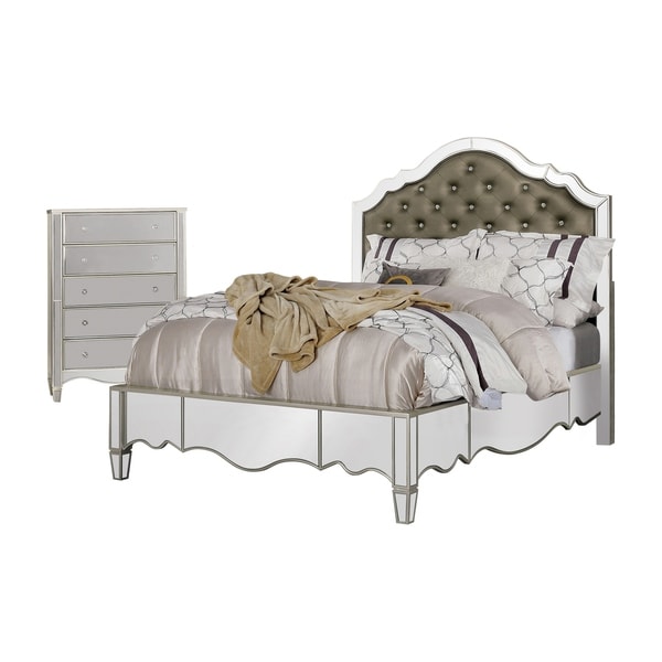 Furniture of America Bann Silver 2-piece Tufted Bed and Chest Set - - 30374686