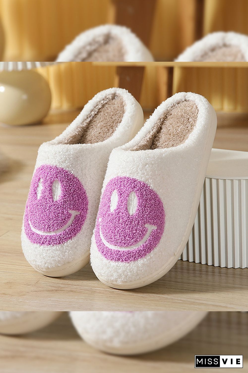 Smile Unisex Fluffy Slippers