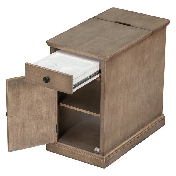 Livingroom Side Table End Table with USB Ports Drawer with cup holder