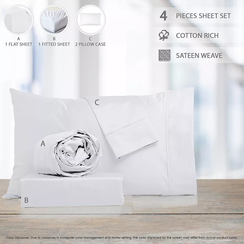 Color Sense 600 Thread Count Cotton Blend Sheet Set