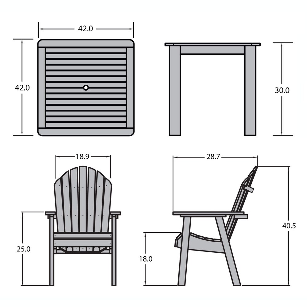 Muskoka 5 Piece Square Bistro Dining Set