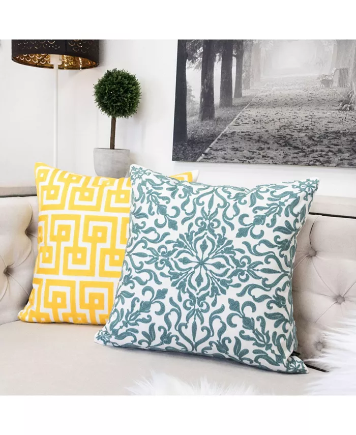 Homey Cozy Victoria Cotton Square Decorative Throw Pillow