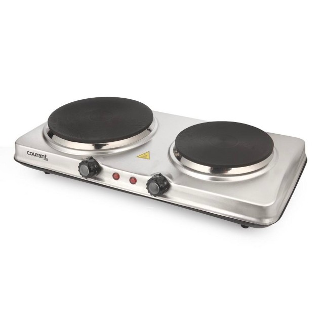 Courant 1700 Watts Electric Double Burner Stainless Steel Design With Food Board Included