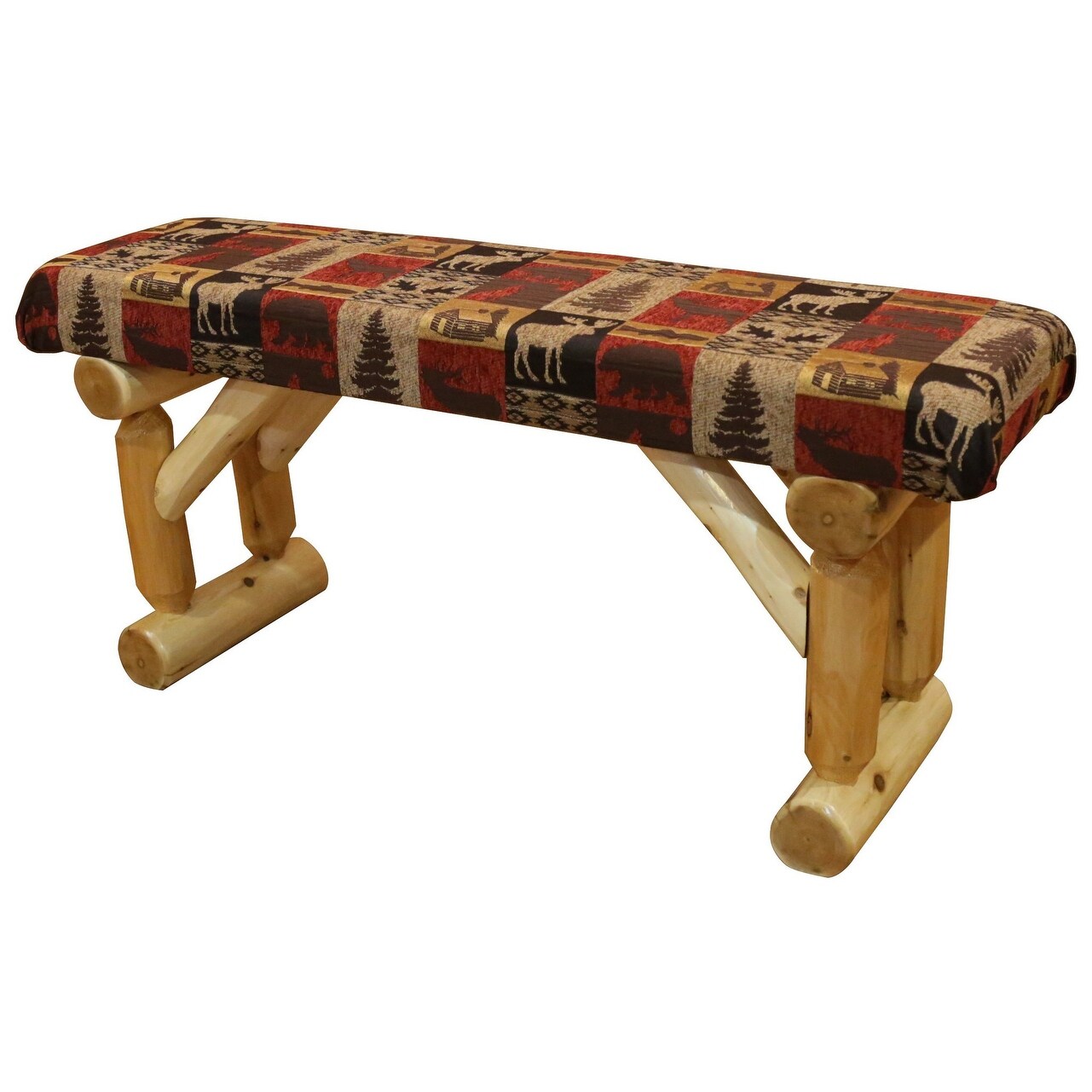 White Cedar Log - Upholstered Bench