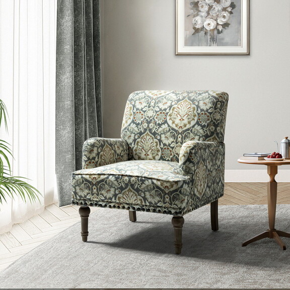 Thyrsus Armchair with Nailhead Trim and Turned Leg...