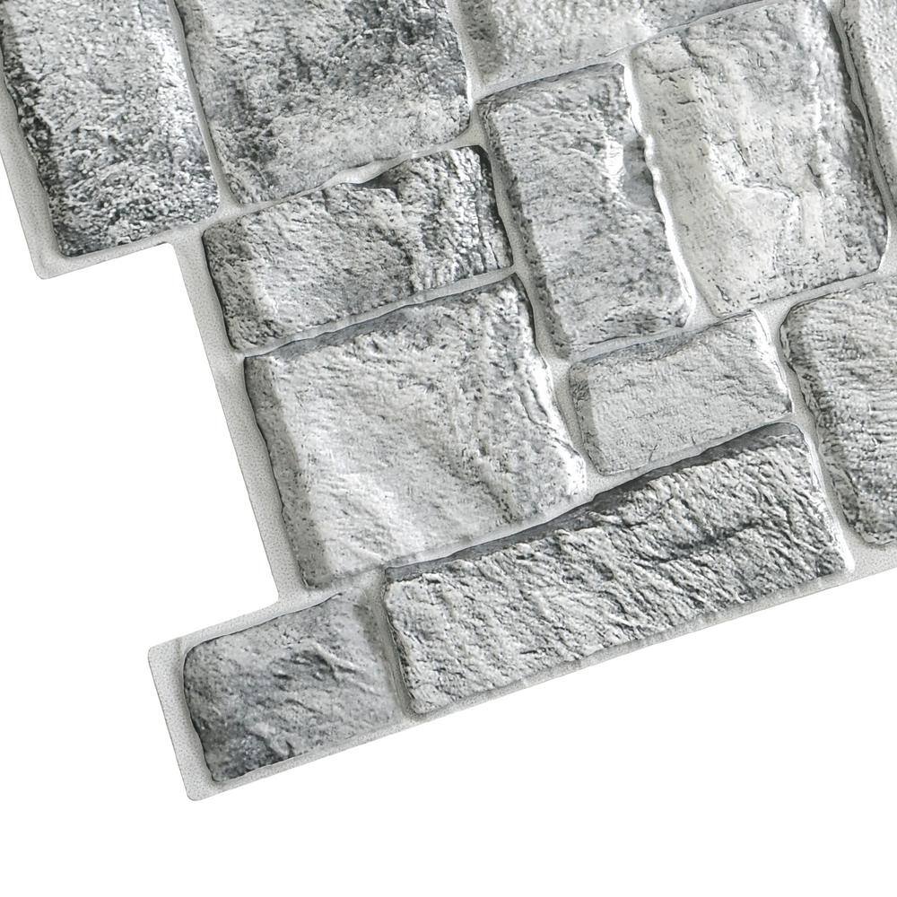 Dundee Deco 3D Falkirk Retro 1100 in. x 39 in. x 19 in. Grey Faux Old Stone PVC Decorative Wall Paneling (10-Pack) GRHDTP10019925-10