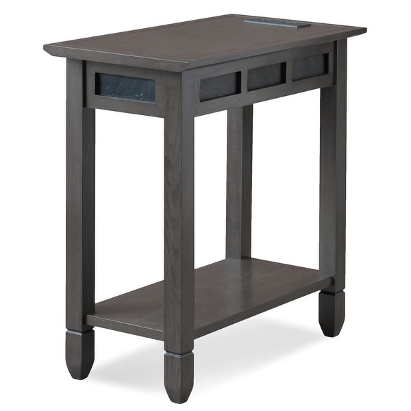 Copper Grove Ixia Rustic Oak and Slate Tile Chairside Table