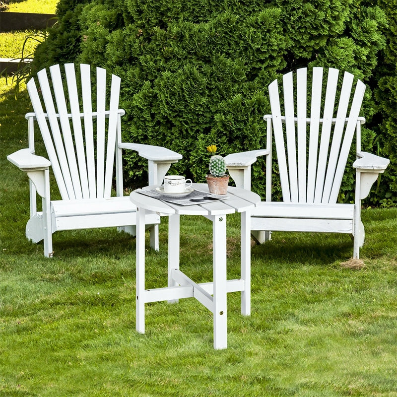 18¡¯¡¯ Outdoor Round Bistro Side Table Wood Slat End Table for Garden