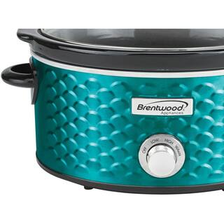 Brentwood Appliances Scallop 4.5 Qt. Blue Slow Cooker with Tempered Glass Lid SC-140BL