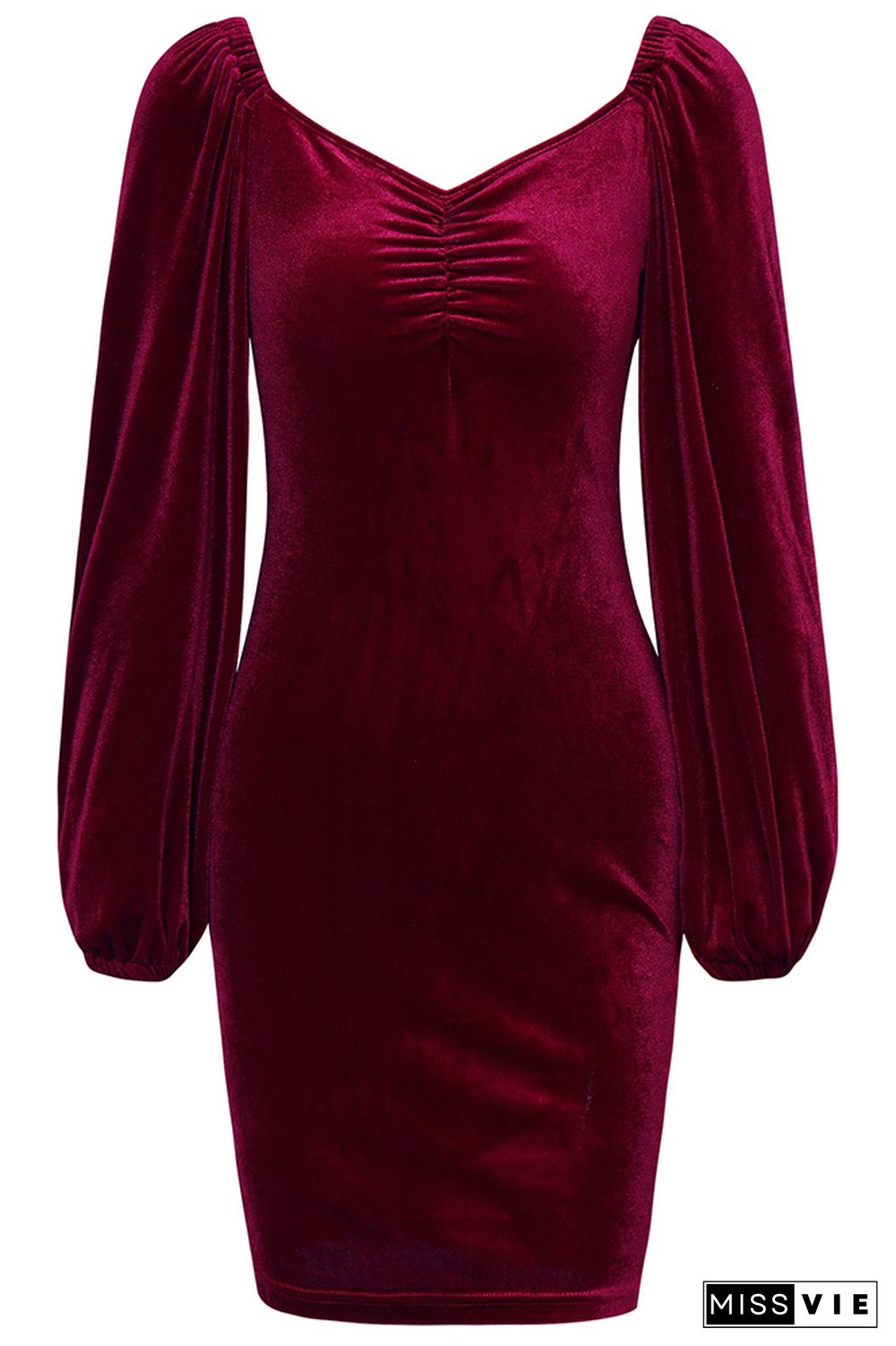 Velvet Long Sleeve Mini Dress