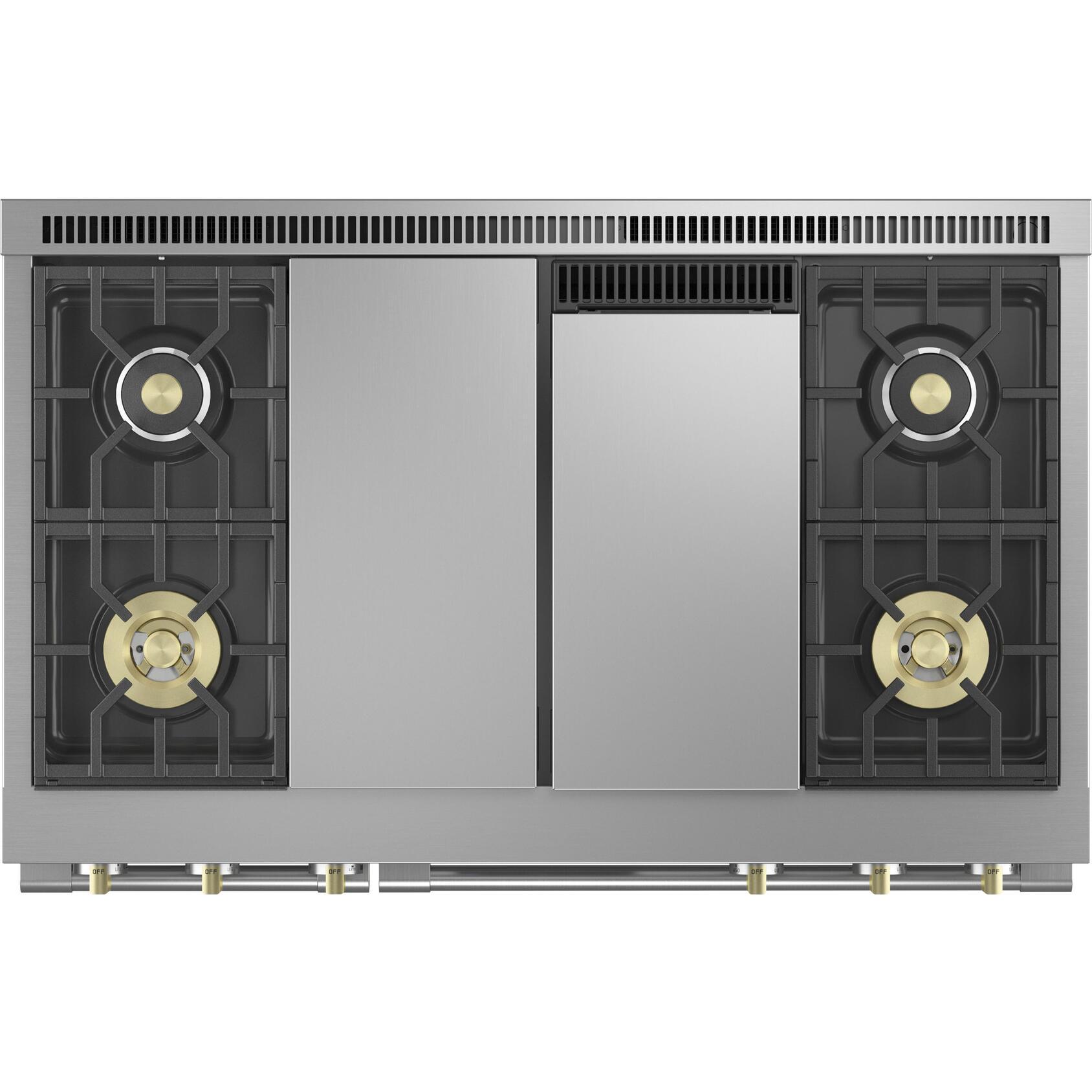 Monogram 48-inch Freestanding Dual-Fuel Range with True European Convection Technology ZDP484NGTSS