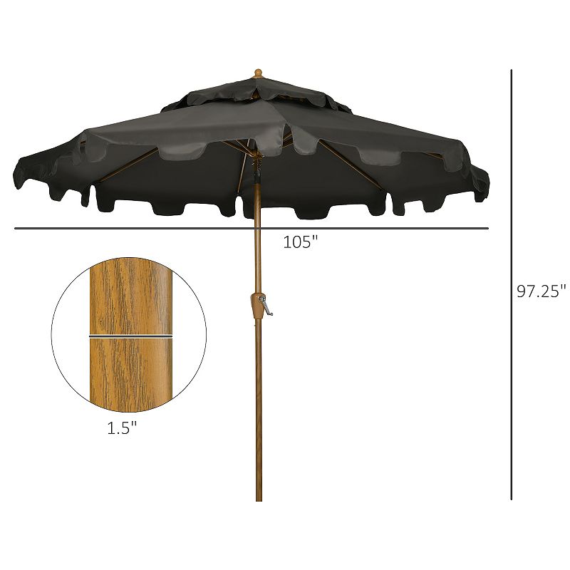 Outsunny 9' Patio Umbrella with Tilt and Crank， Outdoor Umbrella， Grey