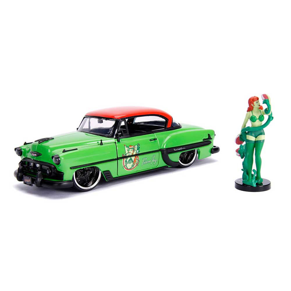 Jada Toys DC Comics Bombshells Poison Ivy and 1953 Chevy Bel Air Die-cast Car 1:24 Scale Vehicle 2.75 Collectible Figurine Play Vehicle