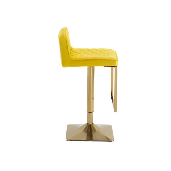 31.89 in. Adjustable Height Metal Frame Bar Stool with Velvet Seat