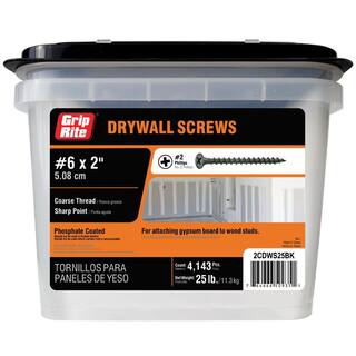 Grip-Rite #6 x 2 in. Philips Bugle-Head Coarse Thread Sharp Point Drywall Screws (25 lbs.Pack) 2CDWS25BK