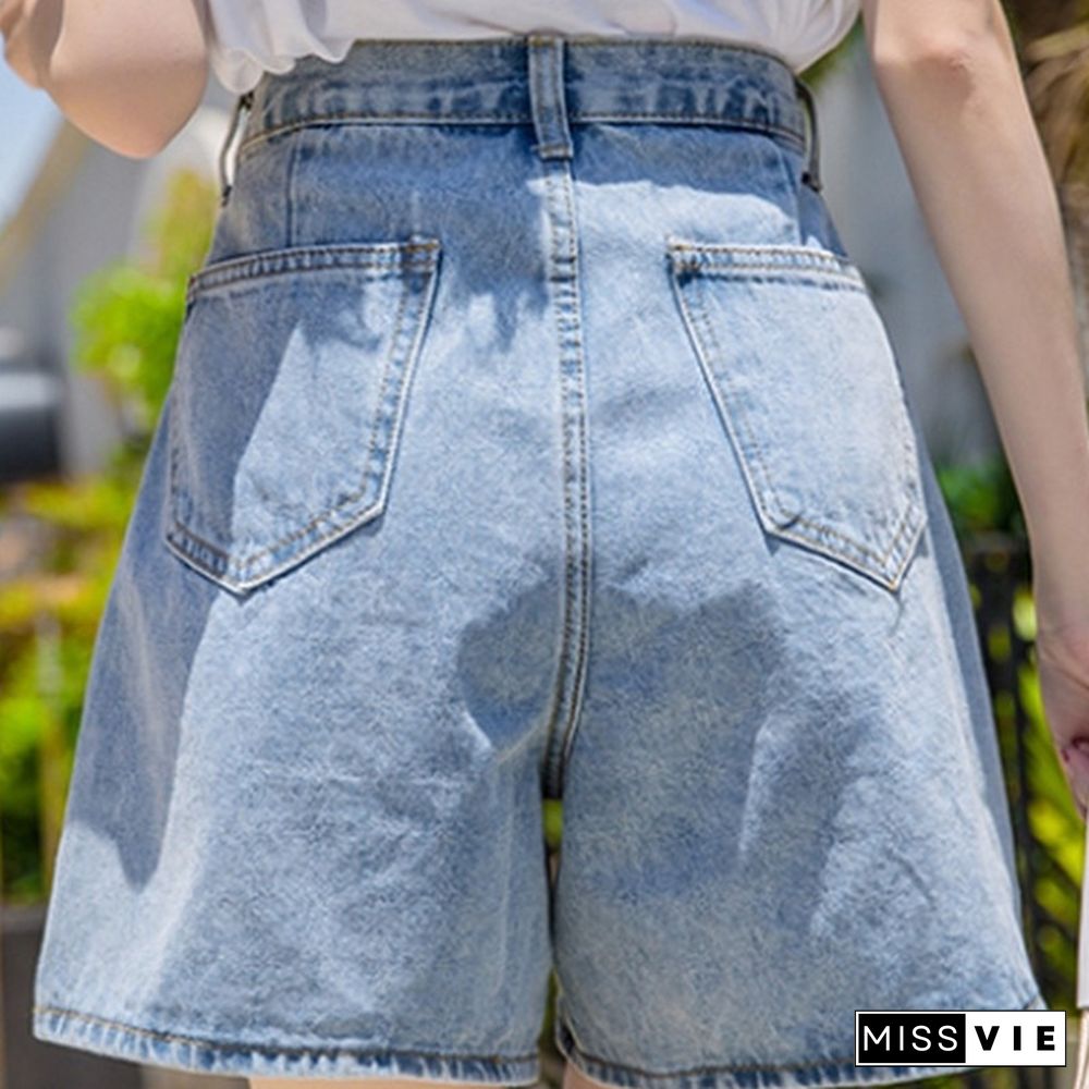 Plus Size Women's Shorts High Waist Shorts Women Minimalism Denim Shorts Summer Fashion Casual Jeans Short Pants