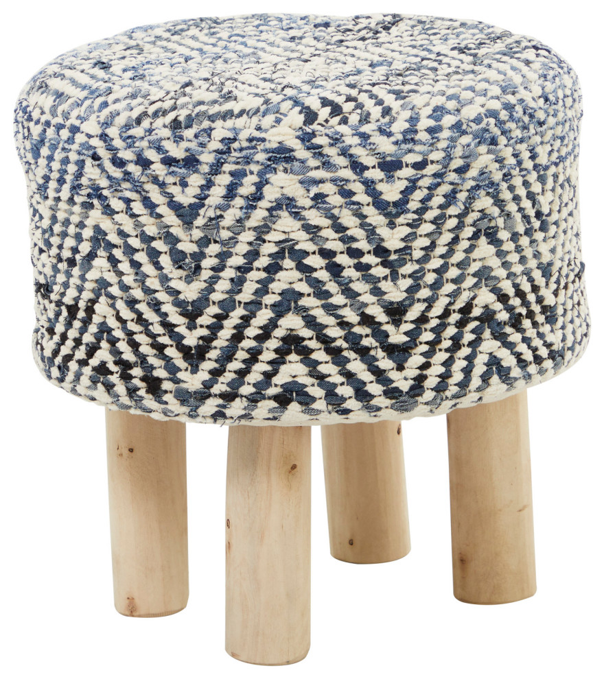 Blue Wood Bohemian Stool  16 quotx 16 quotx 17 quot562081   Transitional   Footstools And Ottomans   by Brimfield  ampMay  Houzz