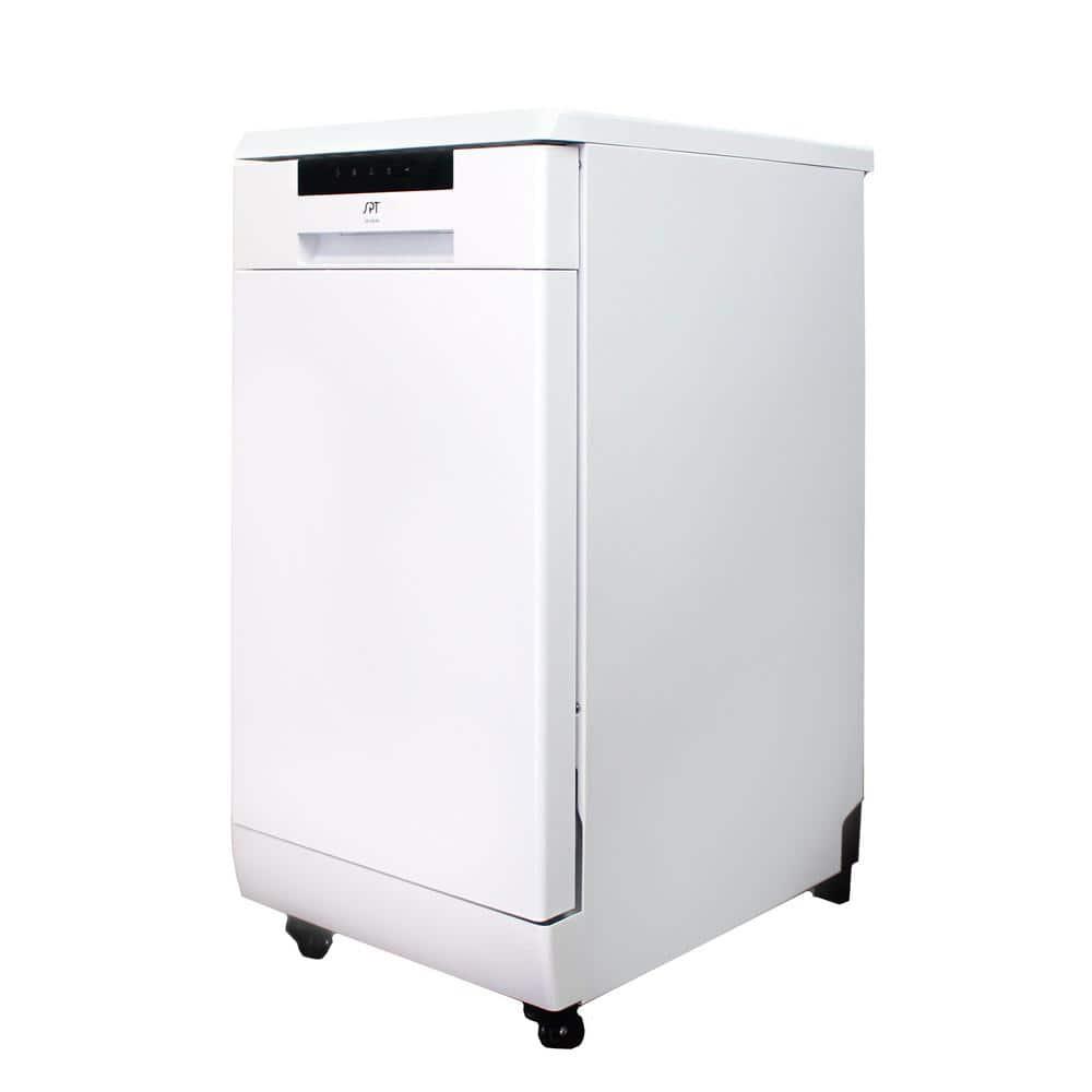 SPT 18 in White Electronic Portable 120volt Dishwasher with 6Cycles with 8 Place Setting Capacity