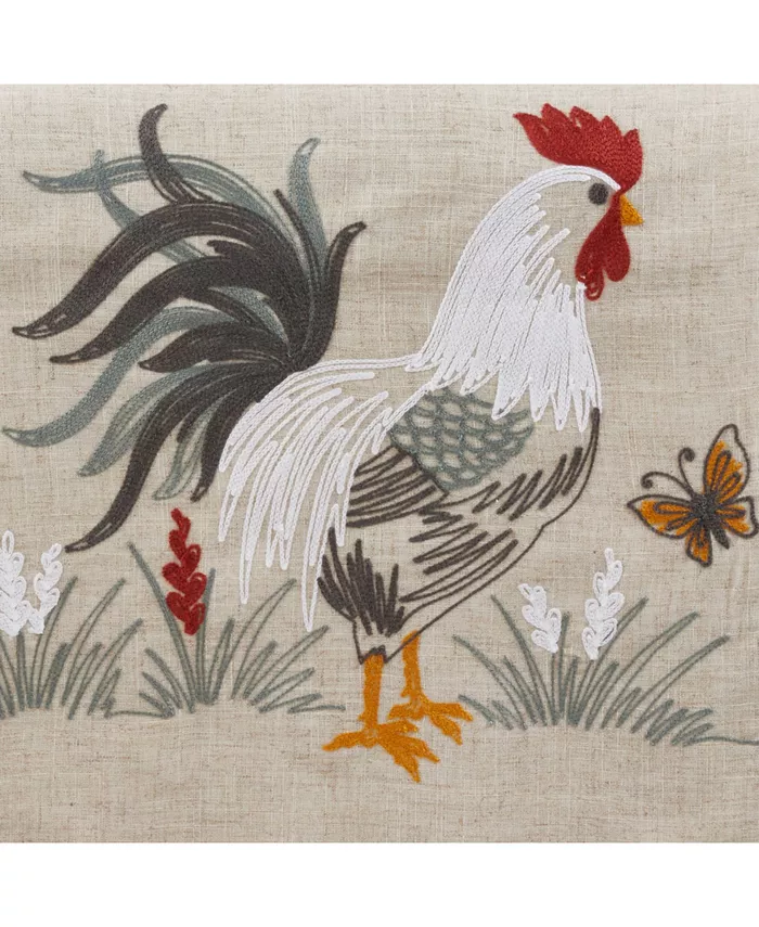 Saro Lifestyle Long Table Runner with Embroidered Rooster Design