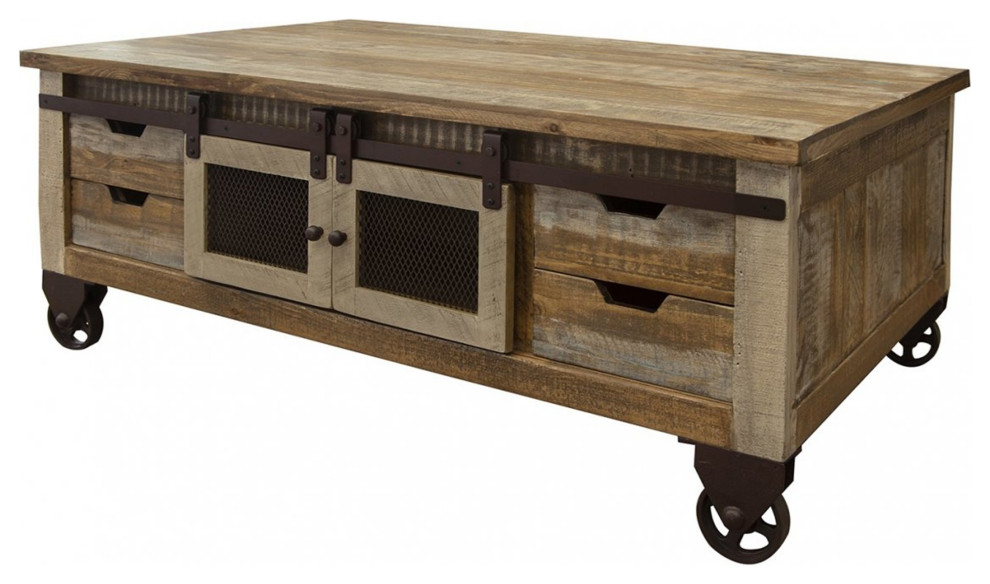 Crafters and Weavers Bayshore Sliding Door 8 Drawer Coffee Table   Farmhouse   Coffee Tables   by Crafters and Weavers  Houzz