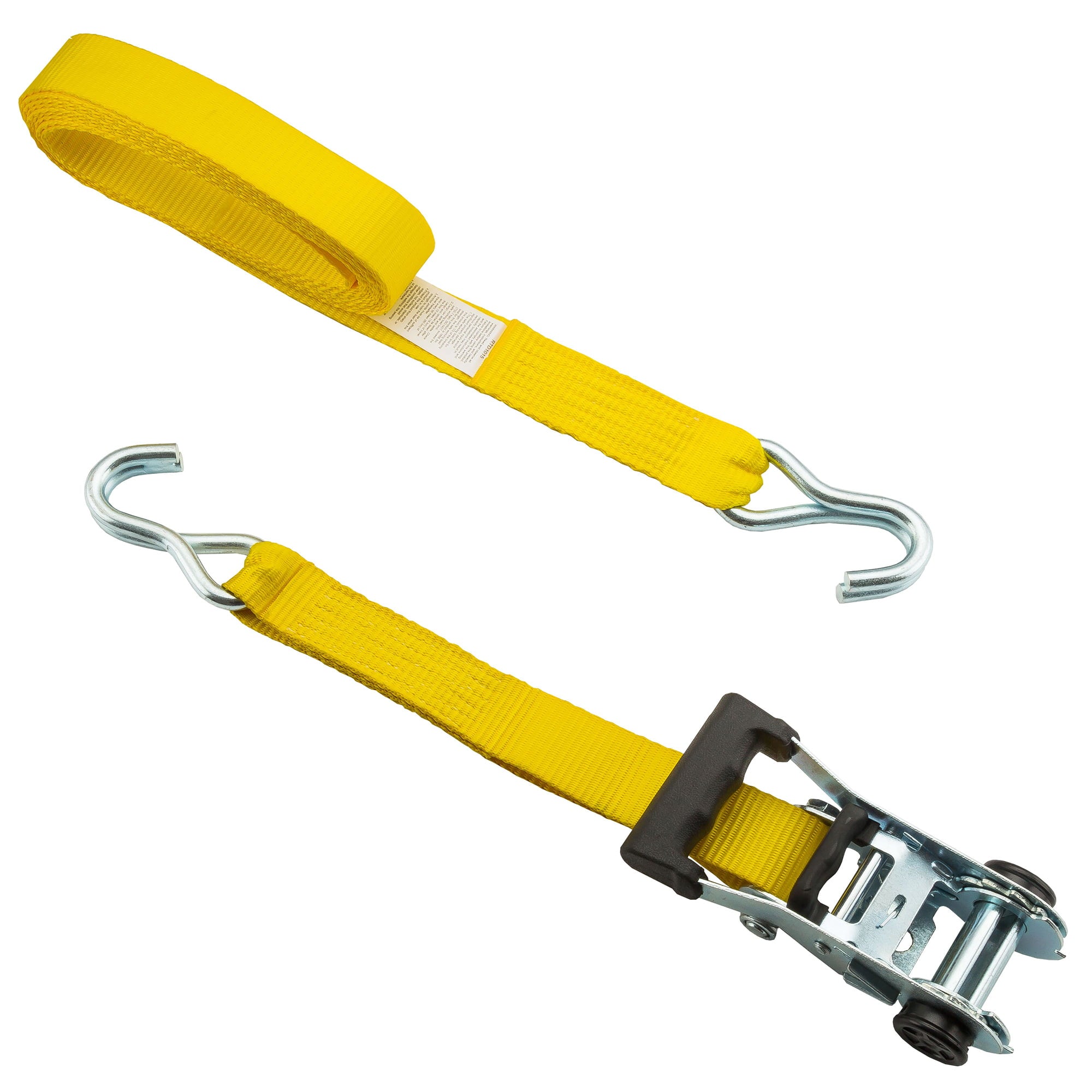 HyperTough 2 Pack 15 feet Steel Ratchet Tie Downs， 1666 lbs， Yellow Strap