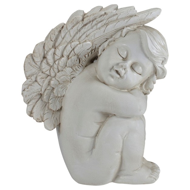 Ivory Right Facing Sleeping Cherub Angel Outdoor Garden Statue