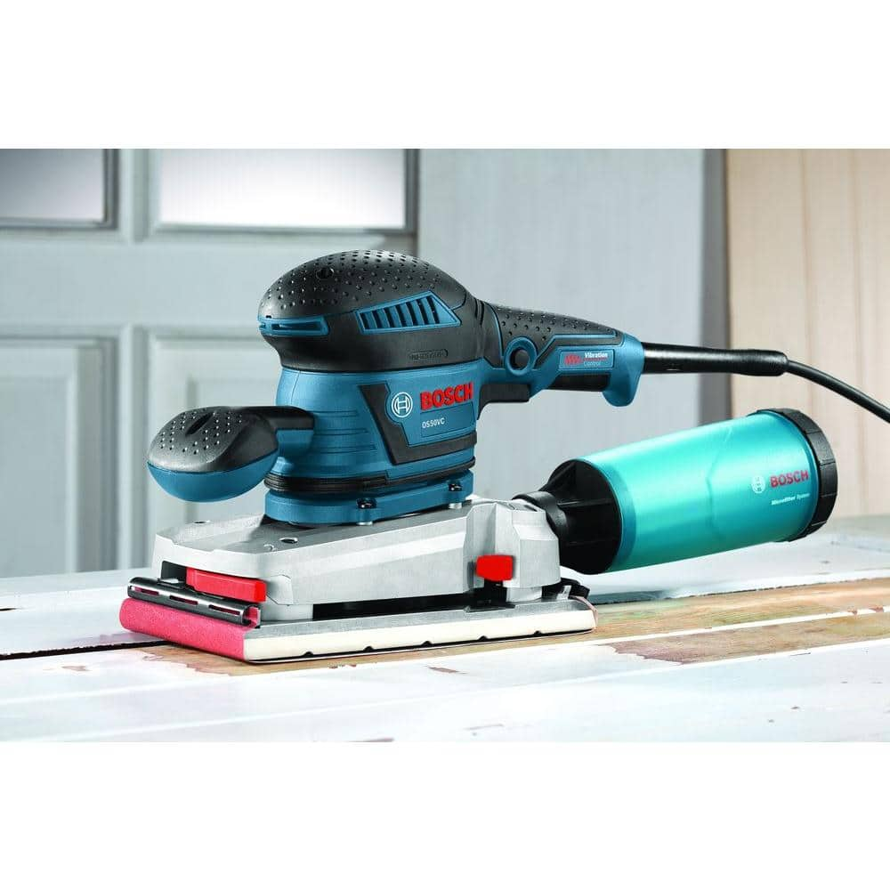 Bosch 3.4 Amp 1/2 in. Corded Electric Finishing Orbital Sander Kit with Vibration Control for 4.5 in. x 9 in. Sheets OS50VC