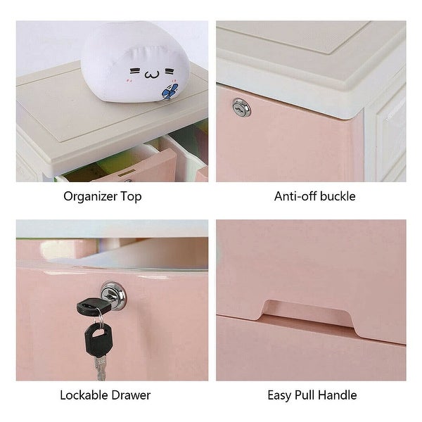 Plastic Drawers Dresser Storage Chest Vertical Dresser Storage Cabinet 6 Drawer Clothes Organizer Tower with 4 Wheels - - 37668764