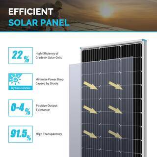 Renogy 100-Watt 12V Monocrystalline Solar Panel with High-Efficiency Module for RV Battery Boat Caravan Solar System RNG-100D-SS