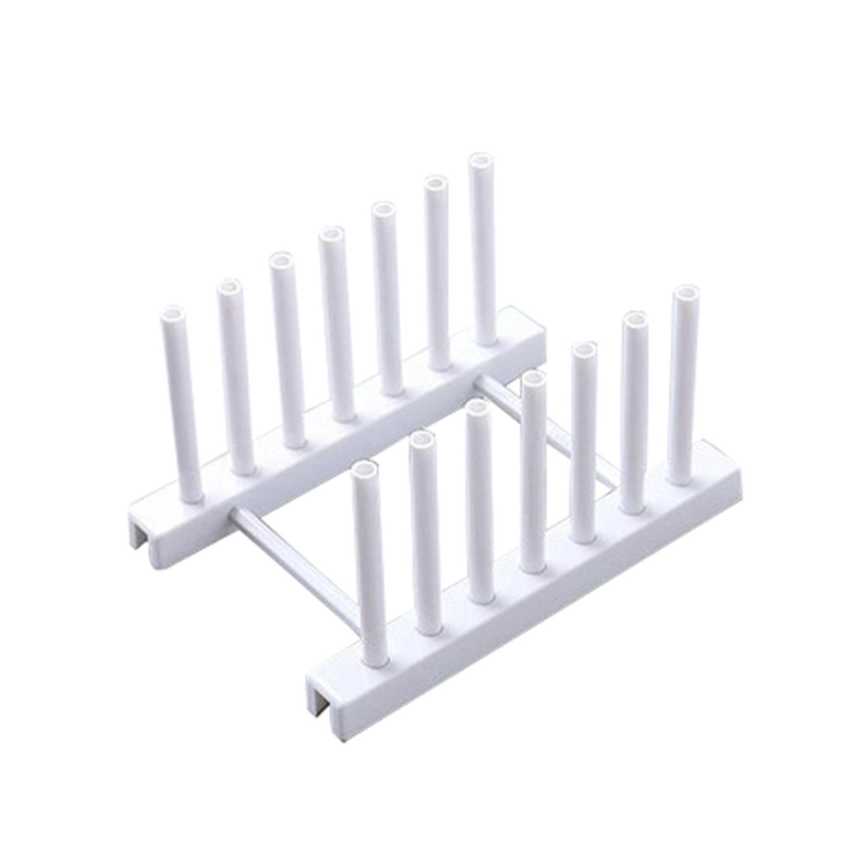 1x Kitchen Organizer Pot Lid Rack Dish Rrain Rack White and 2 Pcs Saucier Drizzle Spoons，decorating P