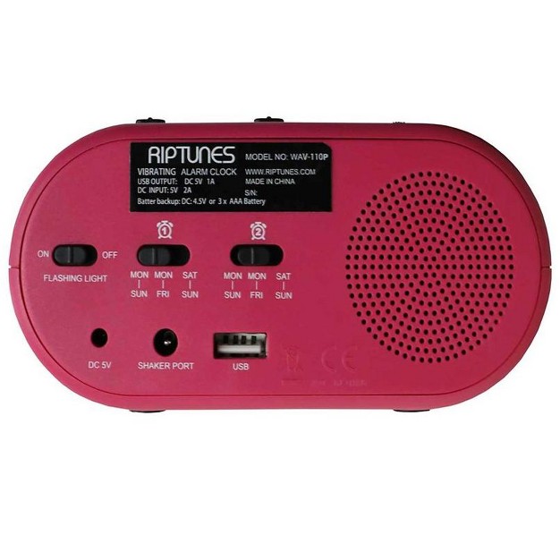 Riptunes 3 in 1 Vibrating Alarm Clock With Bed Shaker Pink