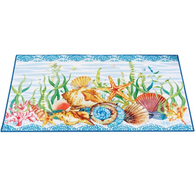 Collections Etc Coastal Seashell And Starfish Skid resistant Accent Rug