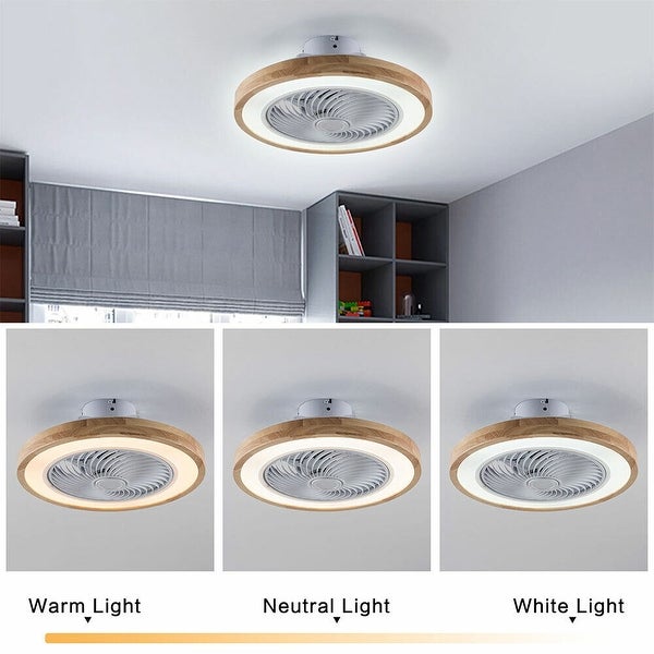 Modern Wood Enclosed LED Diammable Caged Ceiling Fan - 20in Shopping - The Best Deals on Ceiling Fans | 40106258