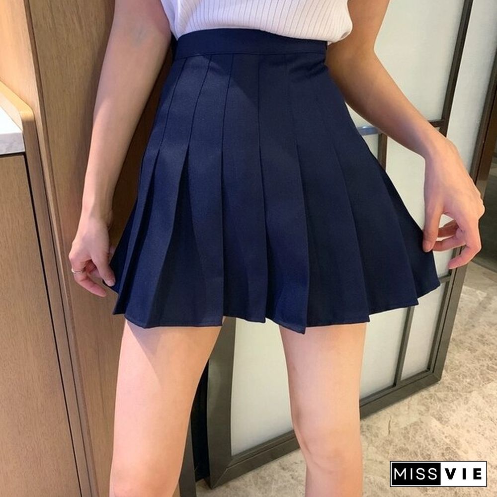 Summer High Waist Anti-Failure Pleated Skirt Playful White Age Reduction Skirt Female Casual College Style Clothes