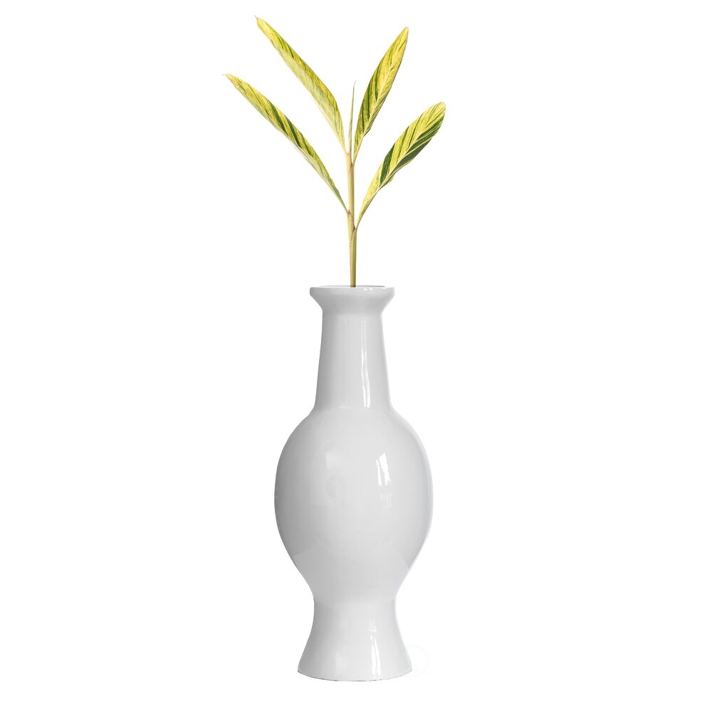 Modern Trumpet flower vase  White Unique Floor Vase  26 Inch Floor Vase  Home Interior Decoration  Modern Large Floor Vase