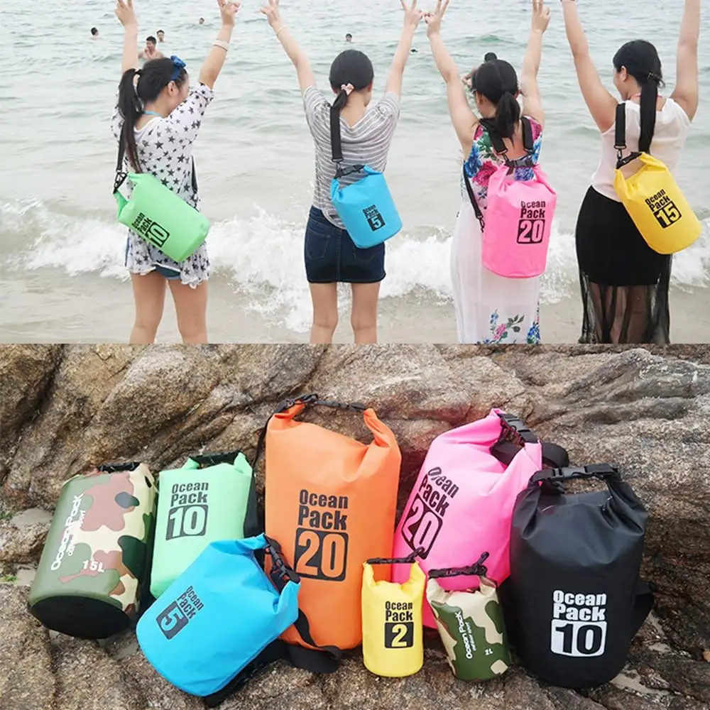 Water Sports 2L 5L 10L 20L 30L Waterproof Travel Backpack Roll Top Dry Bag For Outdoor Hiking Camping