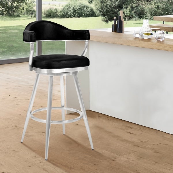 Justin Counter or Bar Stool in Faux Leather and Metal