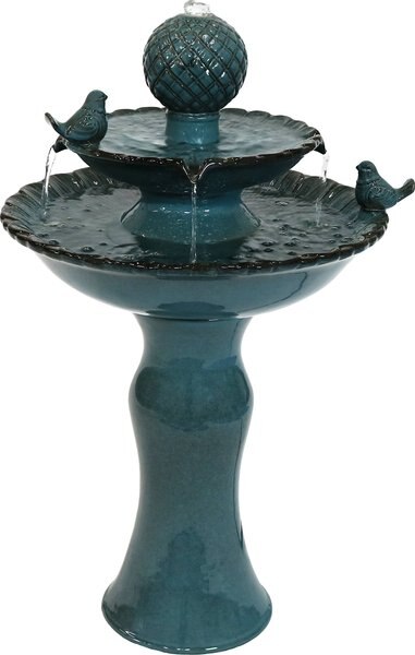 Sunnydaze Decor 2-Tier Resting Birds Ceramic Outdoor Water Fountain