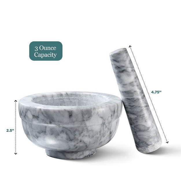 Granite Mortal And Pestle Set With White Marble Finish For Grind Spices And Pills In Grey 4 5 Inch Diameter Homeitusa