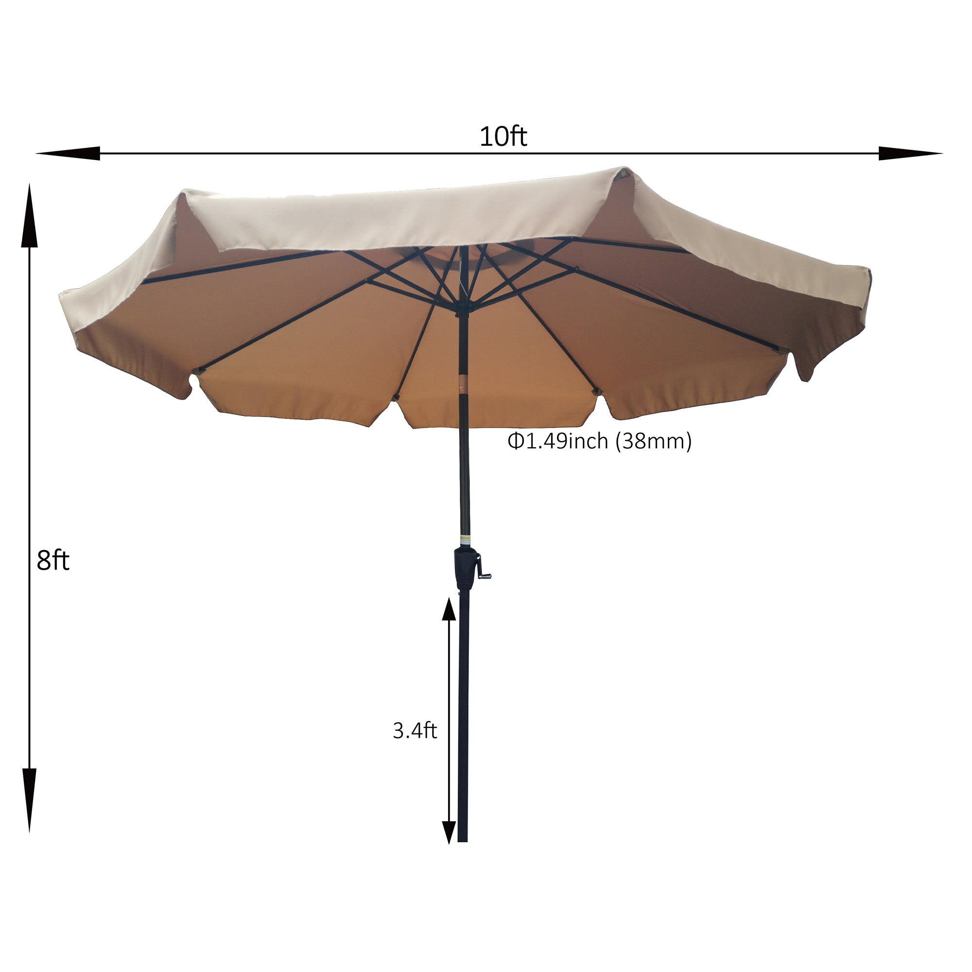 10 ft Patio Umbrella Market Table Round Umbrella Outdoor Garden Market Umbrellas with Crank and Push Button Tilt for Garden Deck Backyard Pool Shade Outside Deck